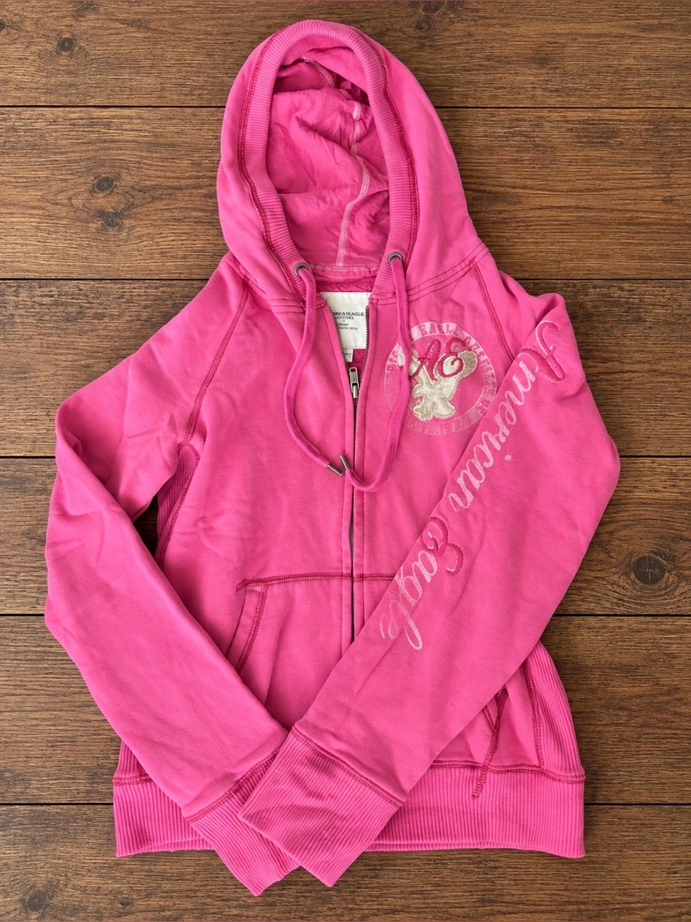 Y2K Vintage American Eagle Pink Logo Hoodie Small
